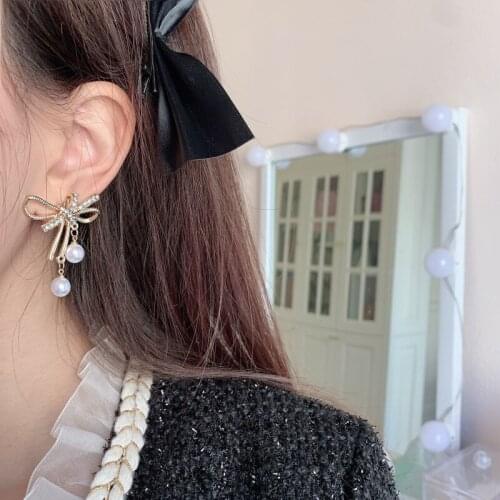 New Arrivals Korean Statement Dangle Drop Earrings For Women Trend 2021 Vintage Geometric Fabric Hanging Earring Bowknot Jewelry