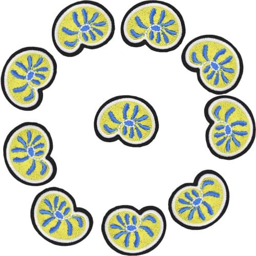 10pcs Lemon slice patches badges for clothing iron embroidered patch applique iron on patches sewing accessories for DIY clothes