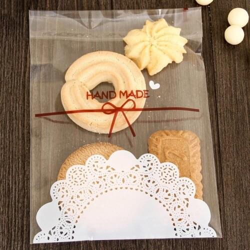 100Pcs Self-adhesive Transparent Cookie Packaging Bag Wedding Candy Snack Pouch