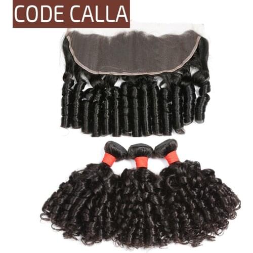 30 40 Bouncy Curly Bundles With Closure 8-40 Inch Frontal With Bundles Brazilian Remy Human Hair 3/4 Bundles With Frontal