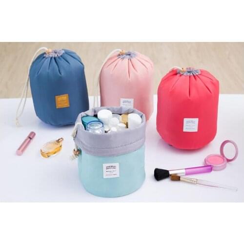 50 Sets/lot! Korean Multi-Purpose Cylinder Drawstring Cosmetic Package Bag Waterproof Nylon Bucket Bag Toiletry Organizer Washin