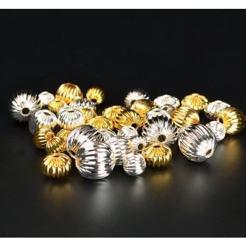 50pcs/lot Fashion Pumpkin Shape Copper Spacer Beads 4mm 6mm 8mm 10mm Handmade Loose Brass Beads DIY Jewelry Findings For Unisex