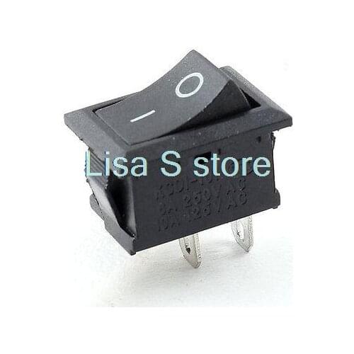 AC 6A 250 10A 125V SPST 2 Pins ON/OFF Black Button Boat Rocker Switch