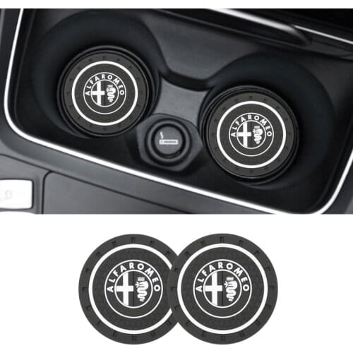 PVC Car Water Coaster for Alfa Romeo 155 156 159 Mito Giulia GT Giulietta 147 166 Brera Anti-Slip Car Cup Holder Mat Accessories