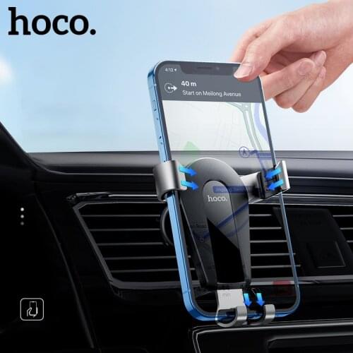 Hoco Air Vent Phone Car Holder For iPhone 12 Pro Max Clip Mount Mobile Phone Holder GPS Bracket For Samsung S20 S21 A52 Holders