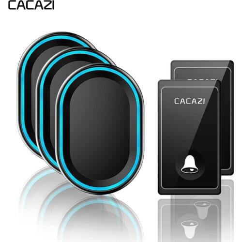 CACAZI Wireless Doorbell No Battery Required Waterproof 1 2 Transmitter 1 2 3 Receiver Self powered Ring Bell US EU UK AU Plug
