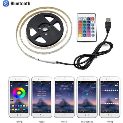 Bluetooth LED Strip Light USB 5050 5V Flexible LED Lamp Ribbon RGB 1M 2M 3M 4M 5M TV Screen BackLight Diode Tape Music control