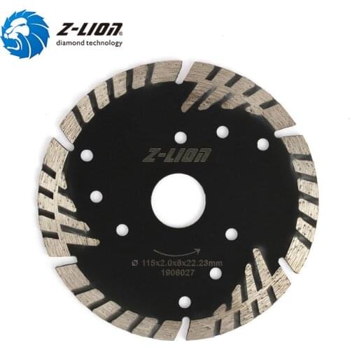 Z-LION 1PC 115mm Diamond Saw Blade Dry Wet Use Turbo Rim Segments Cutting Disc Hot Press Granite Marble Concrete Cutting Wheels