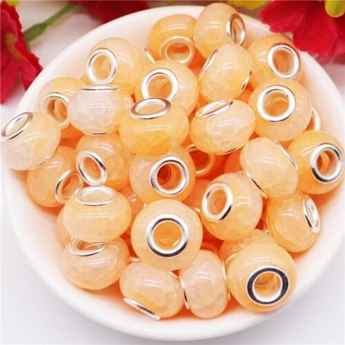 10Pcs DIY Resin Beads Large Hole Murano Spacer Beads Double Core Fit European Pandora Charm Bracelet Necklace for Jewelry Making