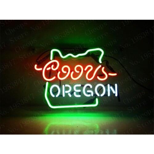 Coors Light OREGON Gift Neon Signs Real Glass Tube Open Beer Bar Pub Homeroom Girlsroom Party Decor 14x9