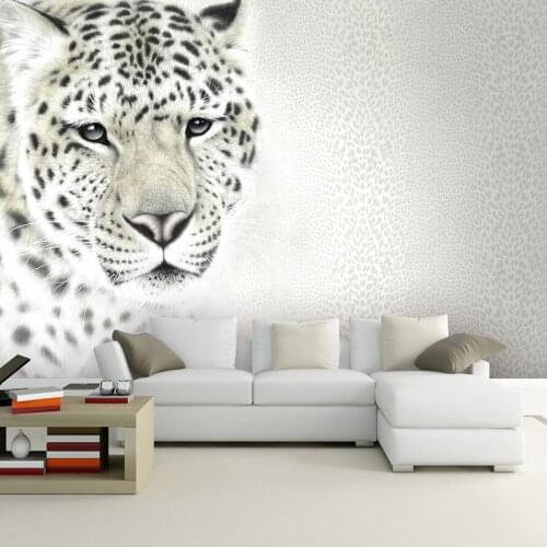 Dropship Custom Photo Mural Wallpaper 3D Fashion Leopard Grain Leopard Animal Wall Painting Black and White Wallpaper Walpaper