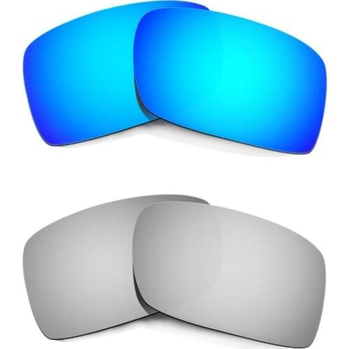 HKUCO For Gascan Sunglasses Polarized Replacement Lenses Blue/Silver 2 Pairs