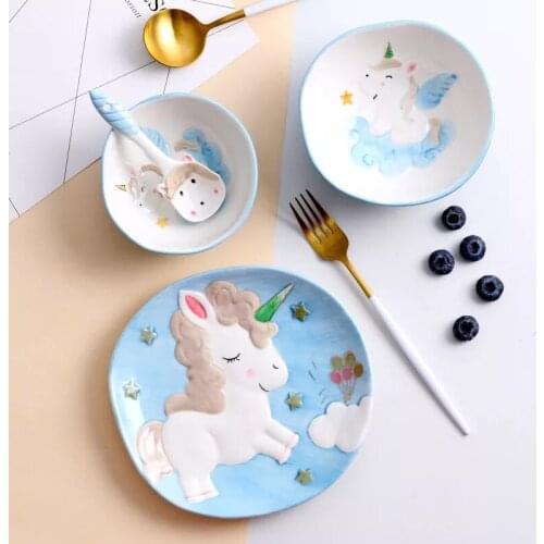 Homies Ceramic plate porcelain bowl Party unicorn Tableware Set Porcelain Breakfast Plates Dishes Noodle Bowl For Decoration