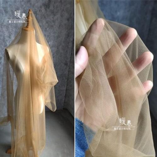 Soft Tulle Lace Fabric Brown DIY Scarf Veil Flower Background Decor Window Curtain Fluffy Skirt Wedding Dress Designer Fabric