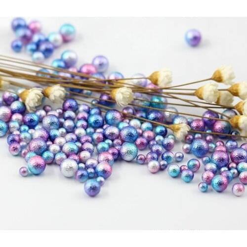 Kawaii Mermaid Pearls Assorted Mermaid Wrinkle Pearls Resin Art Supplies Blue and Pink Gradient Pearl No Hole Round ABS Pearl