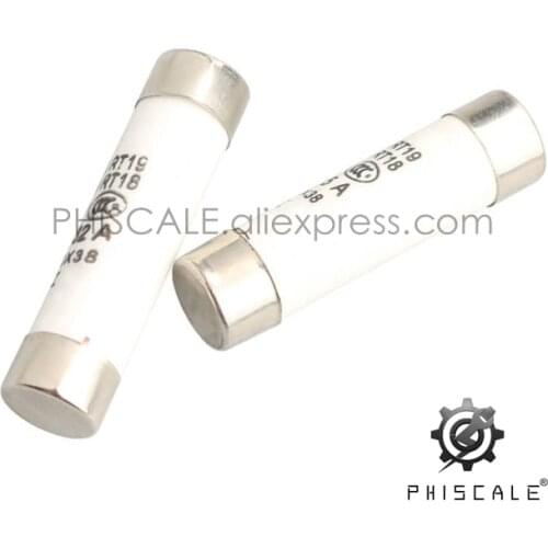 PHISCALE 20Pcs 10*38mm / 10.3*38mm Cartridge 0.5A-32A Ceramic Fuse Tube 500V 10x38 0.5/1/2/3/4/5/6/8/10/16/20/25/32/A