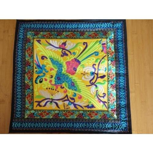 China Ethnic phoenix Hand Stitch Embroidery Textile Cushion