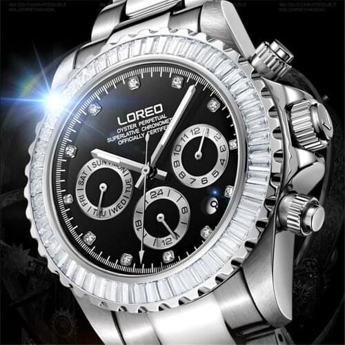 Fashion Mens Watch Sport Mechanical Wrist Watch Clock Luxury Luminous Calendar Week Watches Top Brand Montre Homme LOREO 9209