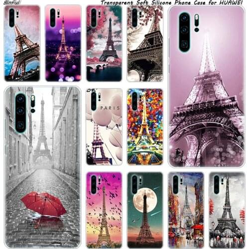 Love Paris Eiffel tower Soft Silicone Phone Case for Huawei P30 P20 Pro P10 P9 P8 Lite 2017 P Smart Z Plus 2019 NOVA 3 3i Cover