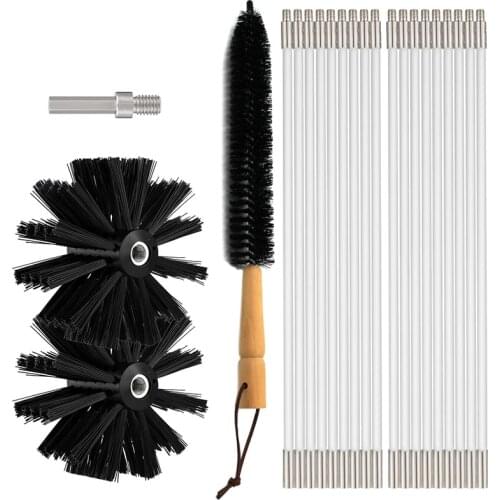 Dryer Vent Cleaner 24 Feet, Flexible 18 Rods Dry Duct Cleaning Kit Chimney Brush with 2 Brush Heads and Dryer Lint Brush