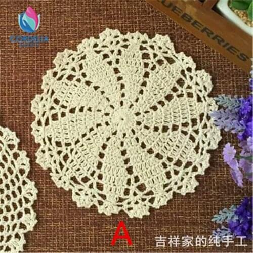 2016 new arrival zakka fashion 5 pcs 18cm round cotton crochet lace doilies as dinning table decoration as pot holder for sale
