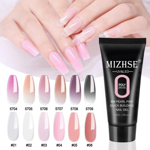 MIZHSE 30ml Poly Nail Gel Finger Nail Extension Glitter Nail Gel For Manicure Nails Art Design Varnish hybrid Soak Off Nail