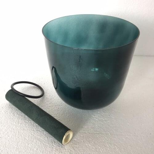 3th Octave Blackish green Crystal Singing Bowl 7.2 Inch in Perfect Musical Note "G Sharp" 432HZ 1 PC Free suede mallet