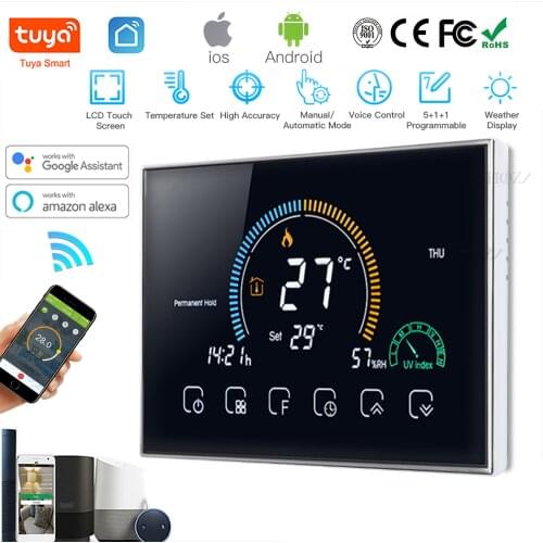 Wi-Fi Thermostat Voice APP Control Programmable Termostato Wifi Caldera Gas Water Boiler Six Period LCD For ALEXA Google Home