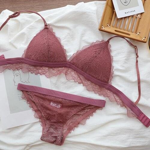 Adjustable Female Underwear Ladies Back Closure Daily Underwear Fashion Plush Lace Patchwork Sexy Bra + Panties 2 pieces/set