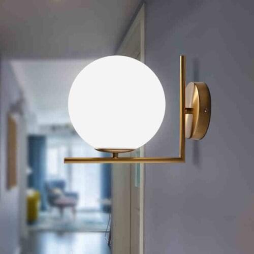 Modern Glass Ball Wall Lamps led Bedside Reading LED Lamp White Globe Wall Lights Indoor Home Decoration Lighting E27 Luminaire