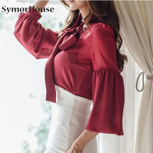 Женские красные рубашки SymorHouse China At AliExpress