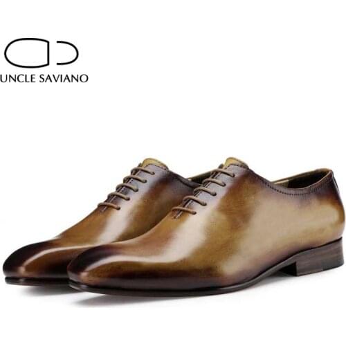 Uncle Saviano Oxford Designer Leather Mens Shoes Wedding Dress Party Luxury Bridegroom Handmade Fashion Business Best Men shoes
