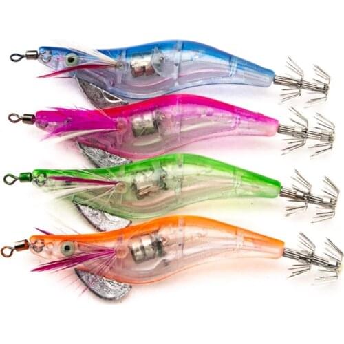 Outdoor fishing LED Electronic Luminous Shrimp Squid 10cm Night Fishing Squid Jigs Lure Bass Bait fishing tackle 2020