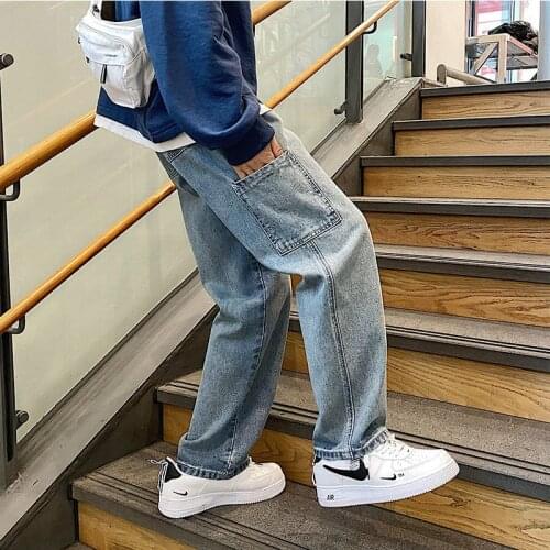 PR Man Straight Summer Casual Jeans Mans 2020 Korean Collage Hip Hop Jeans Woman Couple Loose Denim Pants Clothing
