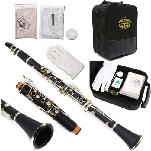 Yinfente Professional Clarinet Bb Key 17 key Ebonite Clarinet Nickel Plated
