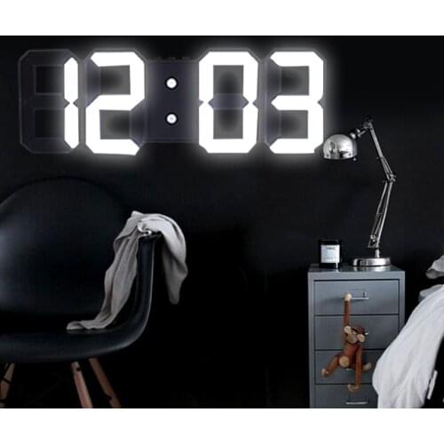 YPAY 3D Large LED Digital Wall Clock Date Time Celsius Nightlight Display Table Desktop Clocks Alarm Clock From Living Room