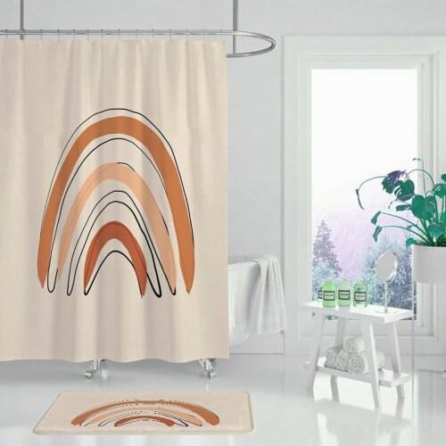 Natural scenery shower curtain spring geometric shower curtain durable polyester fabric bathroom curtain waterproof
