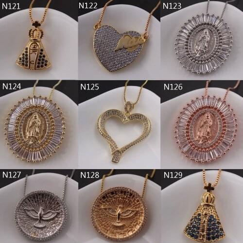 MHS.SUN N121-N150 Wholesale Price 10PCS/lot Fashion AAA Zircon Jewelry Various shapes Charm Pendant Necklace For Women Gift