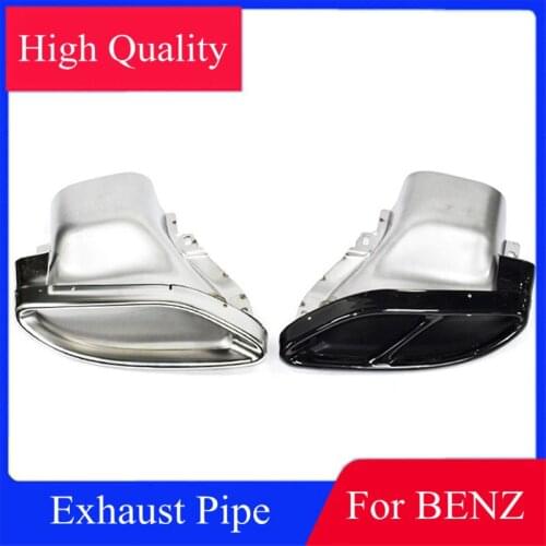 1 Pair Car Styling For BENZ C/E/GLE/GLC W212 W205 GLE43 C300 C450 Stainless Steel Exhaust Pipe Silver Black Muffler Tail Tips