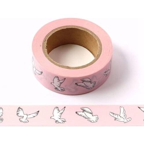 10pcs/lot Decorative Pigeon Printing Washi Tapes Pink Paper DIY Scrapbooking Planner Adhesive Masking Tapes Kawaii Stationery