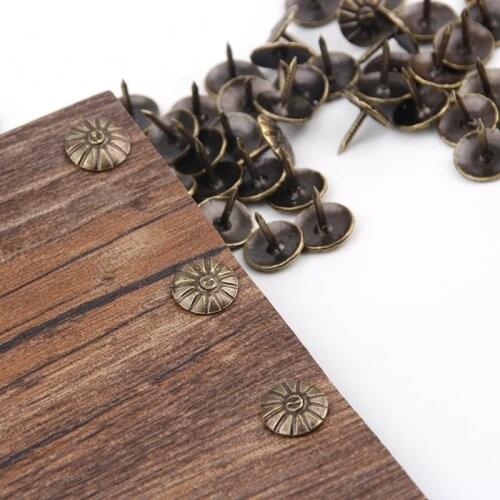 100Pcs Gold Brass Decorative Nails Tacks Applied Jewelry Gift Box Table Pushpins Furniture Hardware Woodwork Tool 11X16Mm