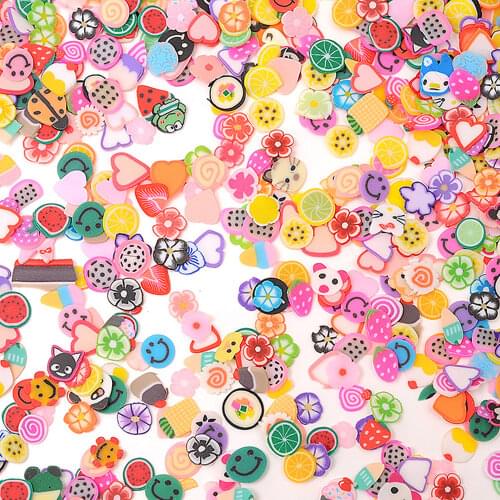 1000Pc/Bag Nail Art Polymer Clay Canes Fruit Fimo Slice Set Gel Polish Tips Fashion DIY Cute Summer Watermelon Decor Decals Gift