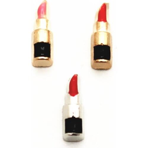 20Pcs/Lot Mixed Color Lipstick Floating Charms Hand-made DIY for Glass Lockets