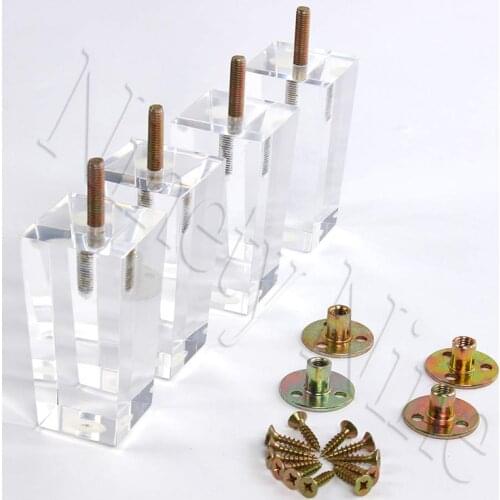 4Pcs 4/4.7inch Furniture table legs M8 Acrylic Furniture Leg Feet 100/120MM Coffee tea bar Stool chair Leg Feet