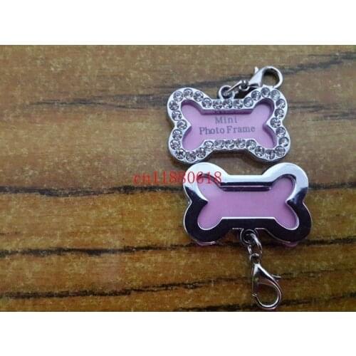 500pcs/lot Free Shipping 32x20mm Rhinestone Pet Tags Personalized Pet Dog Tags Customized Puppy Cat Dog ID Tags