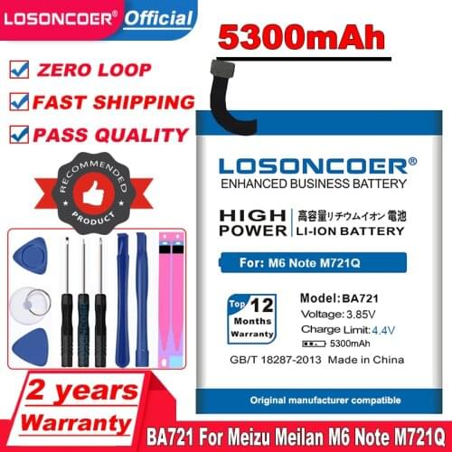5300mAh BA721 For Meizu Meilan Note 6 Battery M6 Note M721Q M721H M721L Mobile Phone Batteries