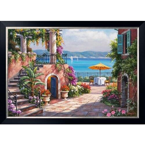 Diamond mosaic full diamond embroidery beads Cottage sea garden boat diamond cross stitch crystal Square diamond sets unfinish