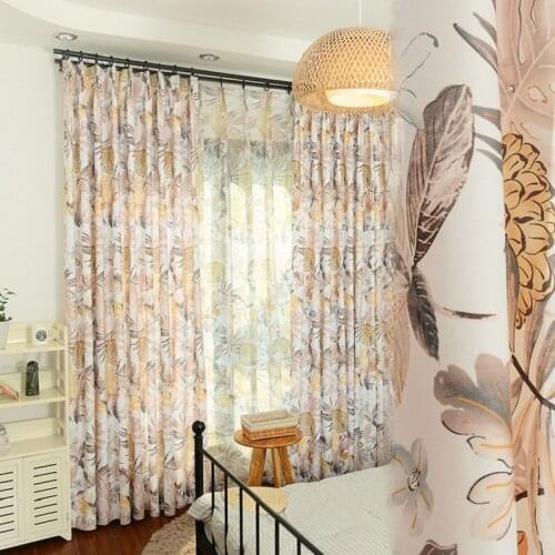 American Country Pastoral Autumn Chrysanthemum Small Fresh Curtainfor Living Room Bedroom Balcony Blackout Curtain Customization