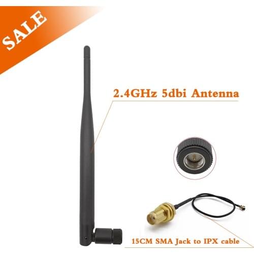 2Set SMA Male Plug 2.4GHz 5DBI Antenna With 15CM SMA Female to IPX 1.13 Cable 2.4G WiFi Antenna SMA Plug 2.4G 5DB WiFi Antenna