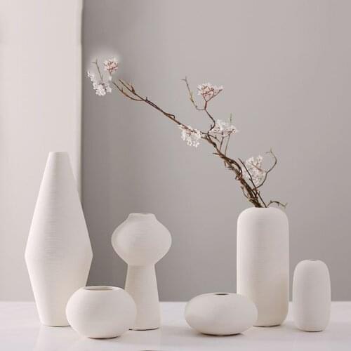Zakka Creative Modern Minimalist Crafts White Ceramic Vase Home Decorations Vegetarian Vase Flower Vase Home Decor Accessories